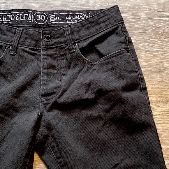 BURTON MENSWEAR • Tapered Slim Fit Denim Jeans • Size 30 • Black • Unisex - Picture 6 of 16
